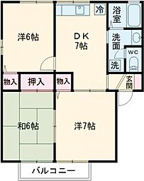 ロイヤルガーデン横尾F 3DKの間取図画像