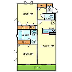 シャーメゾン本多町スタイル 1階2LDKの間取り
