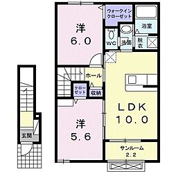 リルエステル 2LDKの間取図画像