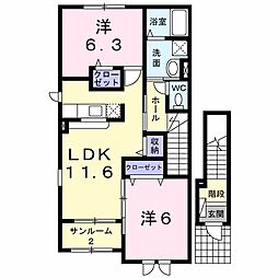 ハーモニー富塚C 2LDKの間取図画像