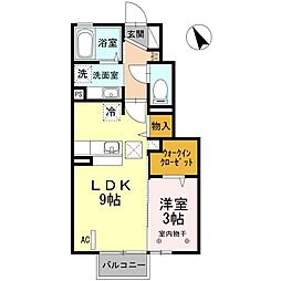 JR東北本線 郡山駅 バス15分 行健小学校バス停下車 徒歩6分の賃貸アパート 1階1LDKの間取り