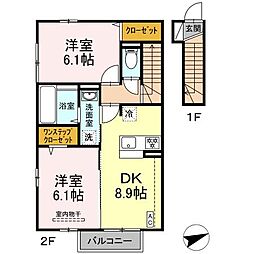 ピオニー 2DKの間取図画像