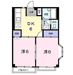 フラットフラワー 2DKの間取図画像