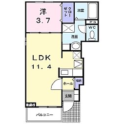 グランマレA 1LDKの間取図画像