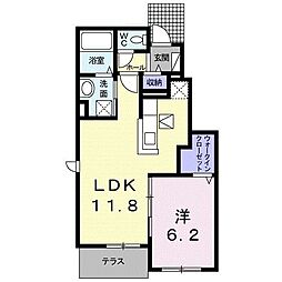 クレールIII　Ｃ 1階1LDKの間取り