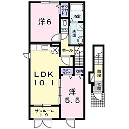 モンテヴェルディ 2LDKの間取図画像