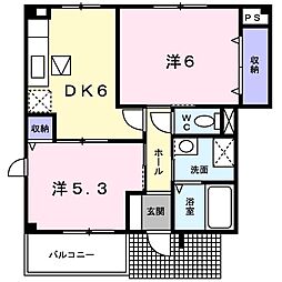 フルーレゾン3 2DKの間取図画像
