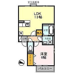 JR片町線(学研都市線) 星田駅 徒歩27分の賃貸アパート 2階1LDKの間取り