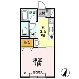エレーネ花園 1Kの間取図画像