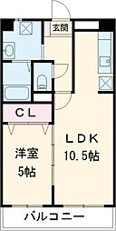 パンダビル 9階1LDKの間取り