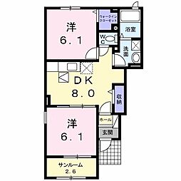 ハーモニーヒルズ 2DKの間取図画像