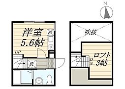 アウルム 2階ワンルームの間取り