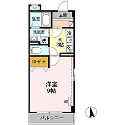 パストラルパンド 1Kの間取図画像