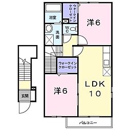 クォーク18Ｃ 2階2LDKの間取り