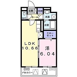 カメリアＹII 4階1LDKの間取り