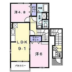 PlacidoCasaA 2DKの間取図画像