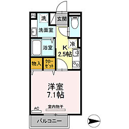 ウィットまい田崎 1Kの間取図画像