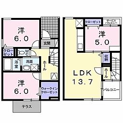 サンシャインコテージ2B 3LDKの間取図画像