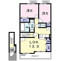 サンセットハウスさくら 2LDKの間取図画像
