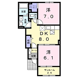 ＩＬ　ＰＲＡＴＯ　I 1階2DKの間取り