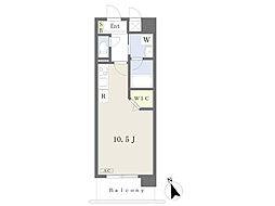熊本市電B系統 杉塘駅 徒歩4分の賃貸マンション 8階ワンルームの間取り