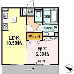 イントブリス 1LDKの間取図画像