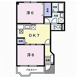 カーサ・ソレアード 2DKの間取図画像