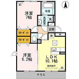 シャン・ドゥダン・パトリ 1階2LDKの間取り
