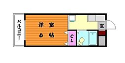 アマノフラット香住ヶ丘 2階ワンルームの間取り