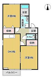 クラフト三番館 2DKの間取図画像