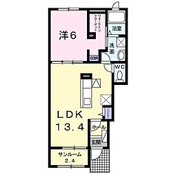エムズガーデン 1階1LDKの間取り