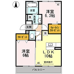 グランソレイユ 2LDKの間取図画像
