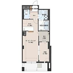 ハナワダHKYMパナハイツ 4階1SKの間取り