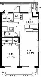 アンビシャス 1階1LDKの間取り