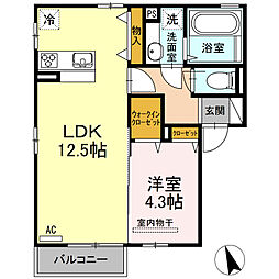 ヴェルデカーサ 1LDKの間取図画像