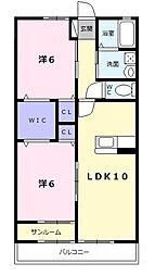 アフィニティー2 2LDKの間取図画像