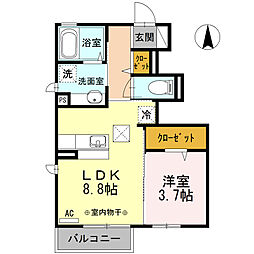 プリマージュA 1LDKの間取図画像