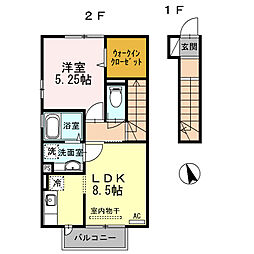 Ｃａｓａ　Ｅｓｐｅｒａｎｚａ25 2階1LDKの間取り