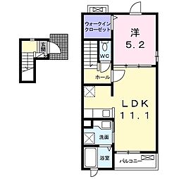 ソレイユB 1LDKの間取図画像