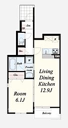 サワー・ドゥ萩原天神 1階1LDKの間取り