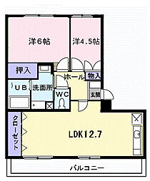 小阪西町3番館 3DKの間取図画像