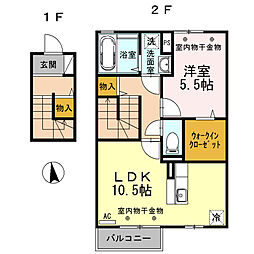 セジュール・エーA 1LDKの間取図画像