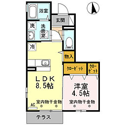セジュール・エーA 1LDKの間取図画像