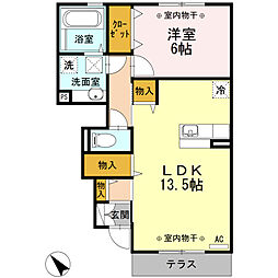ラメール 1階1LDKの間取り