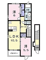 リマージュ・ケイ 2階2LDKの間取り