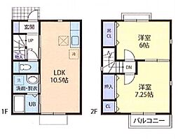 JR東北本線 船岡駅 徒歩29分の賃貸テラスハウス 1階2LDKの間取り