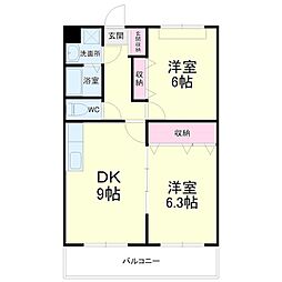 ブライトタイム2 2DKの間取図画像