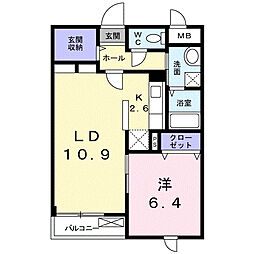 クレッシェンド・リリー2 1LDKの間取図画像