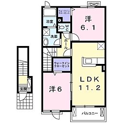 エアフォルク 2LDKの間取図画像