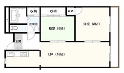 プレゼンス西浜 2階2LDKの間取り